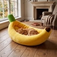thumbnail image 1 of Cute Banana Shaped Dog Cat Bed, Soft Plush Pet Mattress with Raised Sides, Funny Pet Bed for Small Medium Pets Indoor Use, 1 of 6