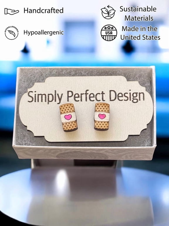 Cute Bandage Heart Stud Earrings for Women - Hypoallergenic Stainless Steel Nurse Jewelry - Lightweight Handmade Medical Gift for Her, 0.4 in
