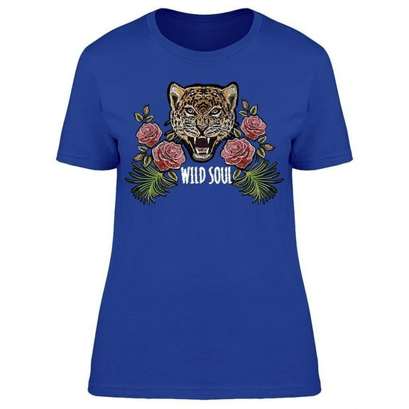 Cute Banner Of Leopard Head T-Shirt Women -Image by Shutterstock, Female Small