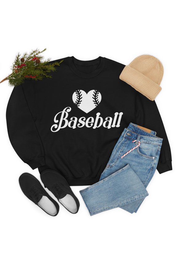 Cute Baseball Heart Sweatshirt Baseball Lover Mom Girlfriend Shirt Gift Female Large