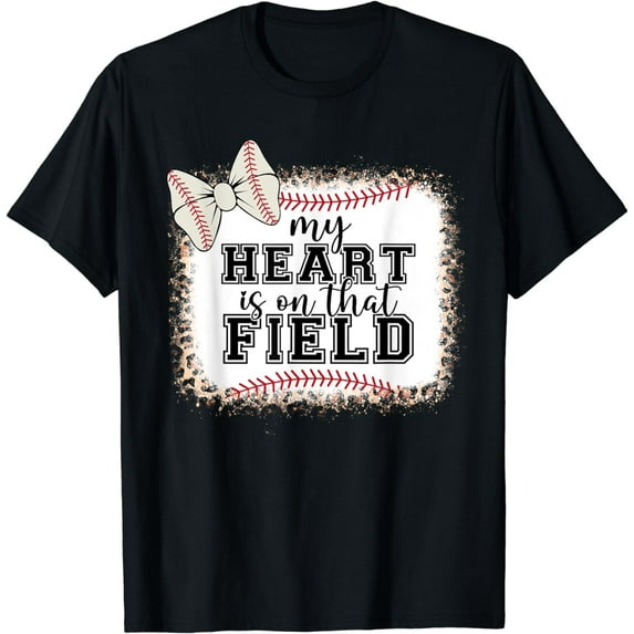 Cute Baseball Sister My Heart Is On That Field Women Girls Funny Creative Graphic T-Shirt