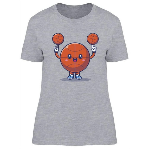 Cute Basket Ball Cartoon T-Shirt Women -Image by Shutterstock, Female XX-Large