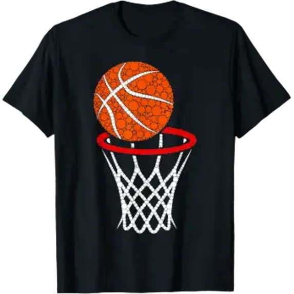 Cute Basketball Polka Dot Art Student Happy Dot Day Boys Design T-Shirt ...