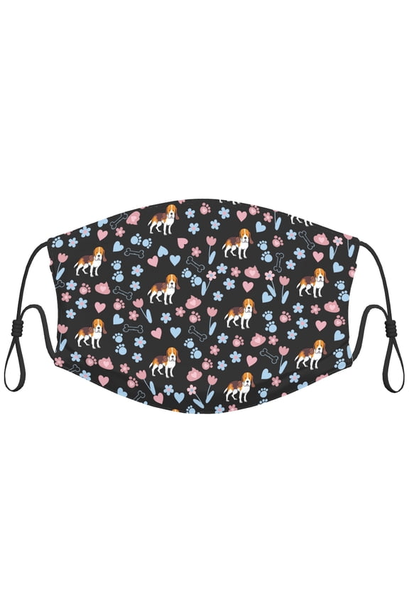 Cute Basset Hound Dog Graphic Printed Cloth Face Masks Reusable Washable Adjustable for Adults (1 PCS)