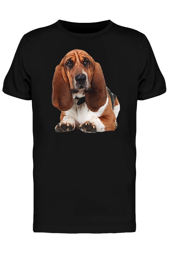 Cute Basset Hound Lying Down T-Shirt Men -Image by Shutterstock, Male Medium