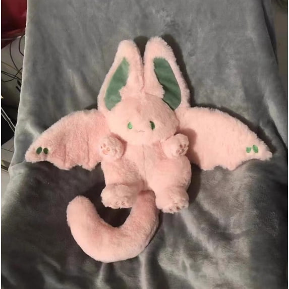 Cute Bat Bunny Plush Pillow Kawaii Bat Rabbit Stuffed Animal for Kids Pink 14"