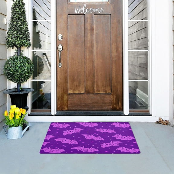 Cute Bat Cartoon Pattern Outdoor Doormats NonSlip Bath Rugs Absorbent Muddy Dirt Resist Door Mats 32''x20''