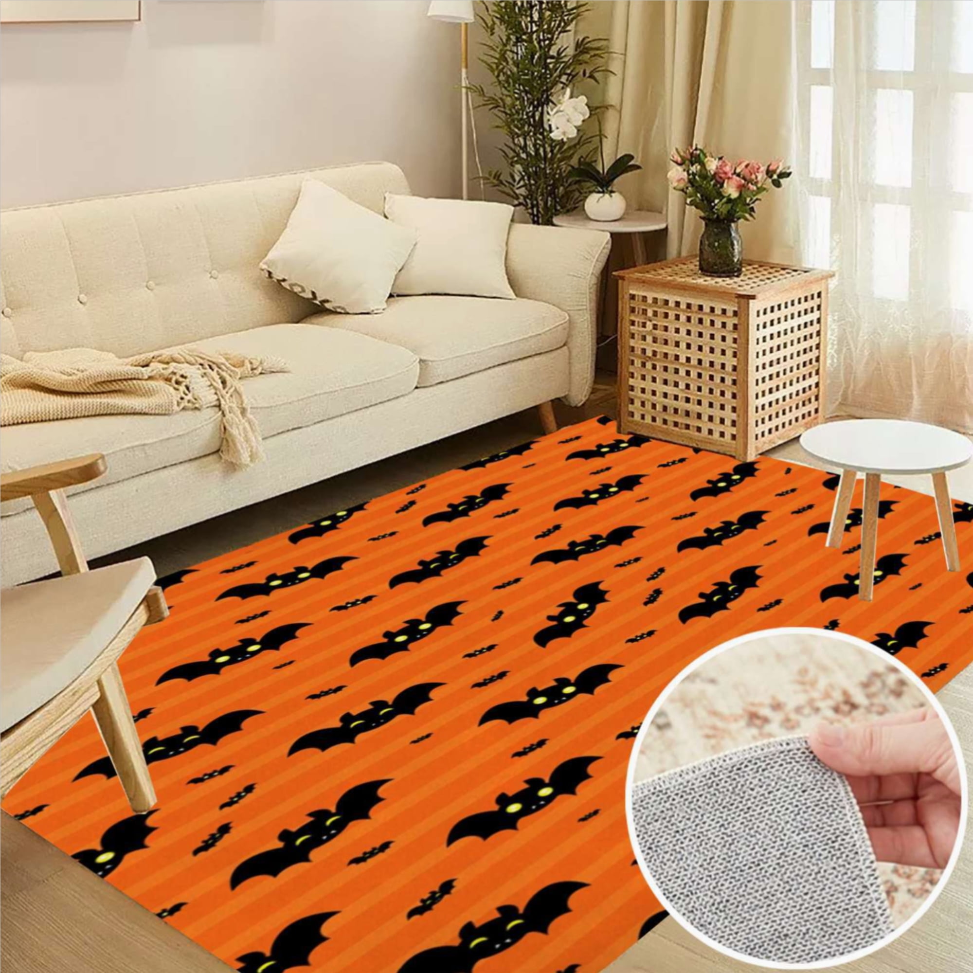 Cute Bat Soft Large Area Rugs Washable Rug With Non-Slip Backing Carpet ...
