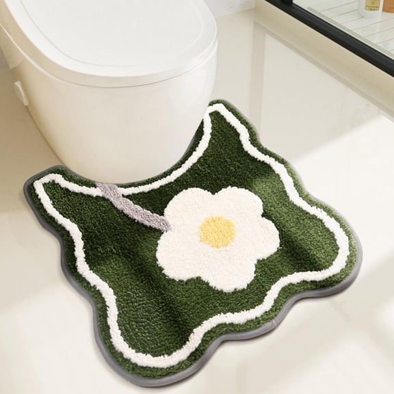 Cute Bath Mat, Extra Soft Grey Bathroom Rugs, High Absorbent Flower Area Rug, Non Slip Machine Washable Bathroom Mat, Great for Indoor Bathtub Bedroom Floor, 32 x 20 Inches