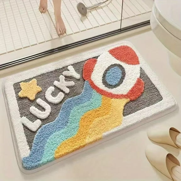 Cute Bath Rug 16 x 24 Cat Mat for Bathroom and Bedroom, Non Slip Absorbent Soft Microfiber Bathroom Mat Machine Washable Thick Plush Rugs for Shower, Calico Cat