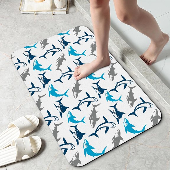Cute Bathroom Rug 29.5"x17", Super Absorbent Drying Bath Mat with Non-Slip Rubber Backing, Thin Low-Profile Easy-Clean Bathroom Floor Mat for Shower or Tub