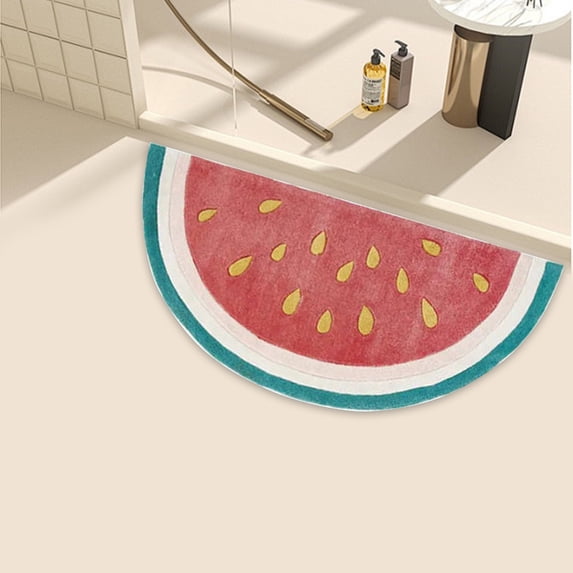 Cute Bathroom Rugs, Funny Fruit Rug, Soft Plush Fluffy Bath Mat, Absorbent, Non-Slip for Bathroom, Kitchen Sink, Bedroom, Living Room, 16"x24", Watermelon,A