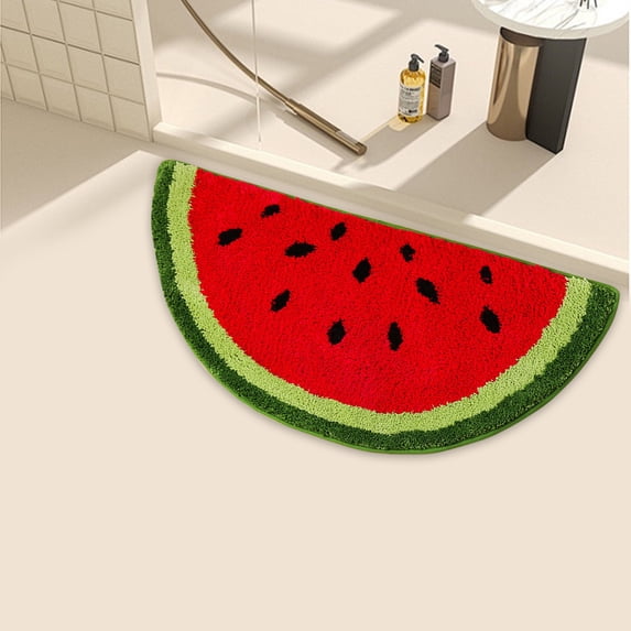 Cute Bathroom Rugs, Funny Fruit Rug, Soft Plush Fluffy Bath Mat, Absorbent, Non-Slip for Bathroom, Kitchen Sink, Bedroom, Living Room, 16"x24", Watermelon,B
