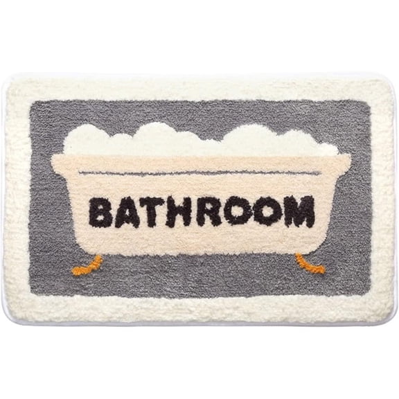 Cute Bathtub Shape Bath Mat, Funny Soft Bathroom Rugs, Non-Slip Bath Mats Absorbent Rug for Bathroom