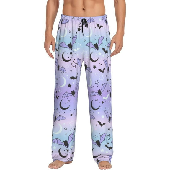 Cute Bats Starry Sky Star Moon Men'S Pajama Pants Soft Sleep Lounge Pants Pjs Bottoms With Pockets Large