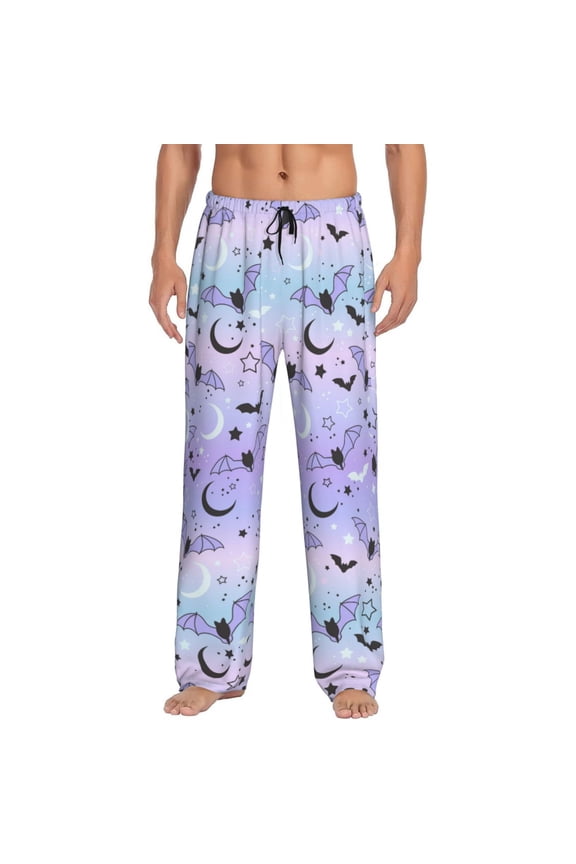 Cute Bats Starry Sky Star Moon Men'S Pajama Pants Soft Sleep Lounge Pants Pjs Bottoms With Pockets Large