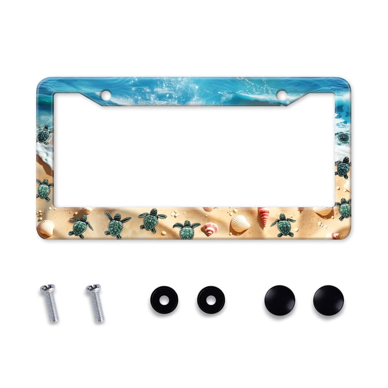 Red Skulls Print License Plate – Aluminum Decorative Tag With 4