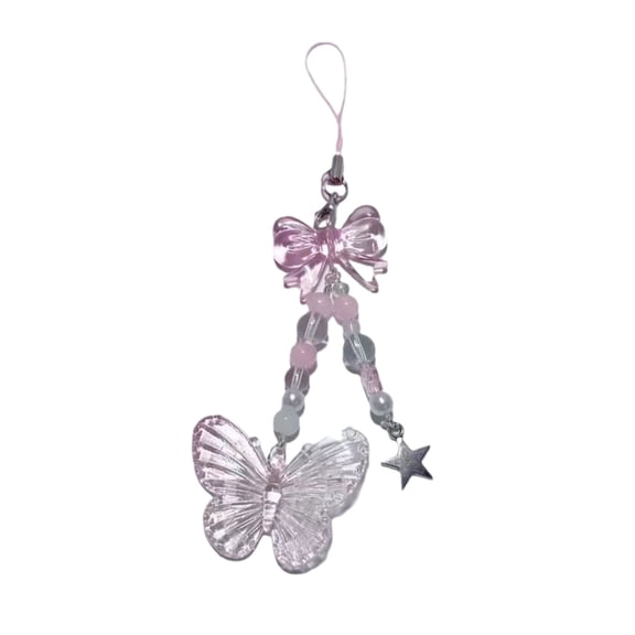 Cute Beaded Phone Chain Phone Jewelry Butterfly Phone Lanyard Hanging Rope