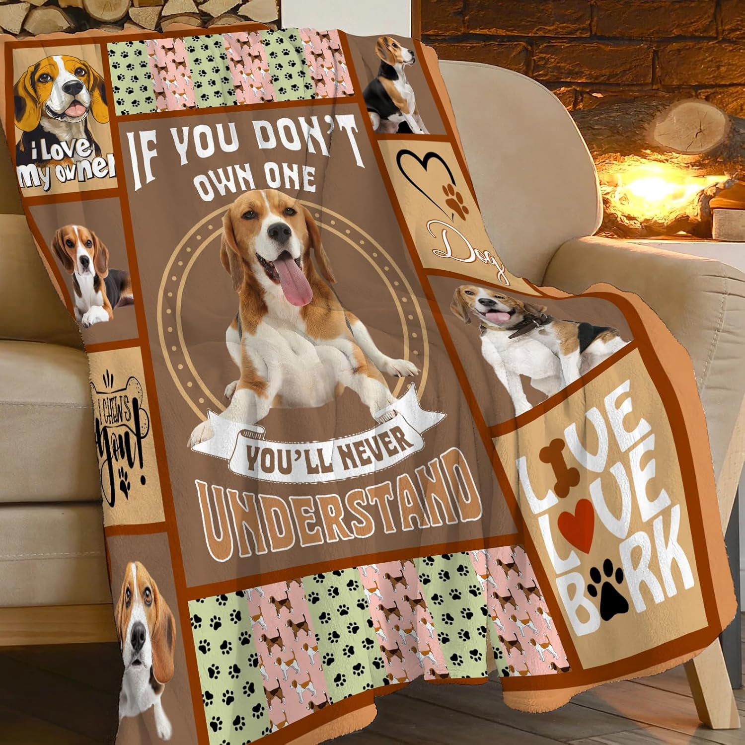 Cute Beagle Blanket Dog Beagles Blankets for Women men Funny Pet Fleece Cozy Flannel Throws Warm Soft Fuzzy Dogs Plush Stuffed Animal for Sofa Bed Decor Gifts for Users Men Women 50"x40"