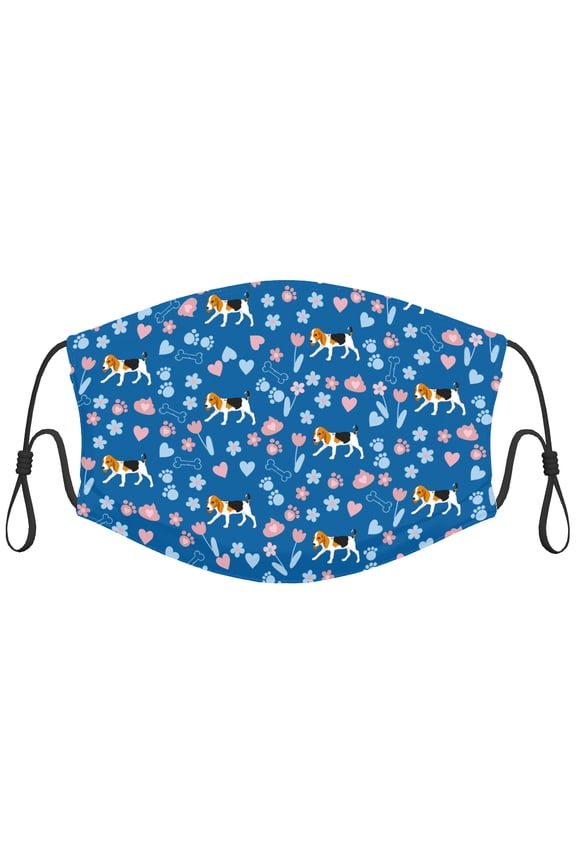 Cute Beagle Dog Graphic Printed Cloth Face Masks Reusable Washable Adjustable for Adults (1 PCS)