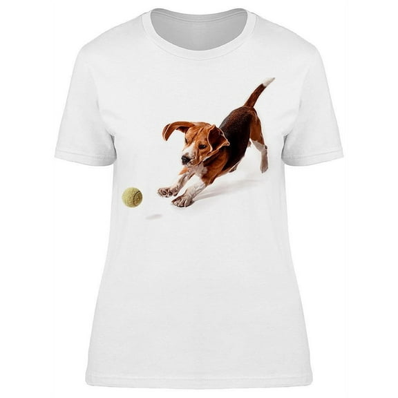 Cute Beagle Dog With A Ball T-Shirt Women -Image by Shutterstock, Female x-Large