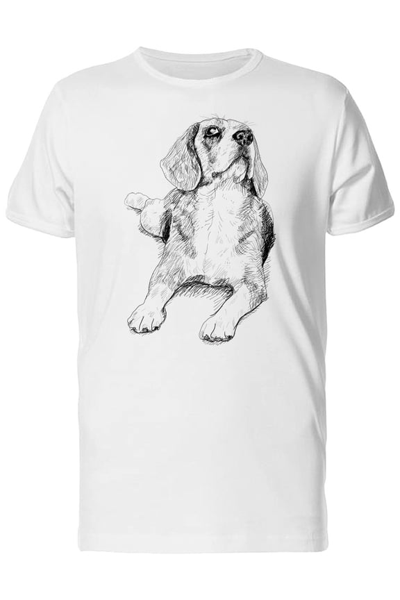 Cute Beagle Sketch, Lovely Dog T-Shirt Men -Image by Shutterstock, Male Large