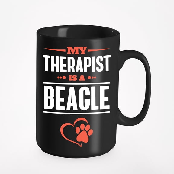Cute Beagle Therapist, Black 15oz Ceramic Mug