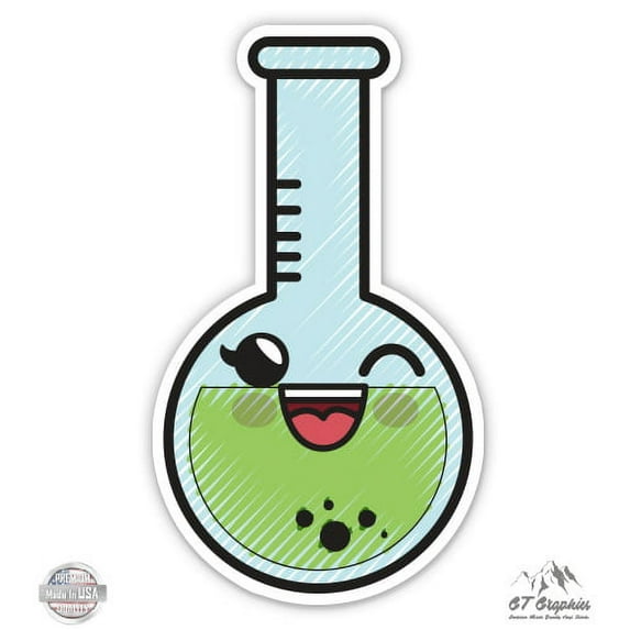 Cute Beaker Science - 3" Vinyl Sticker - For Car Laptop I-Pad Phone Helmet Hard Hat - Waterproof Decal