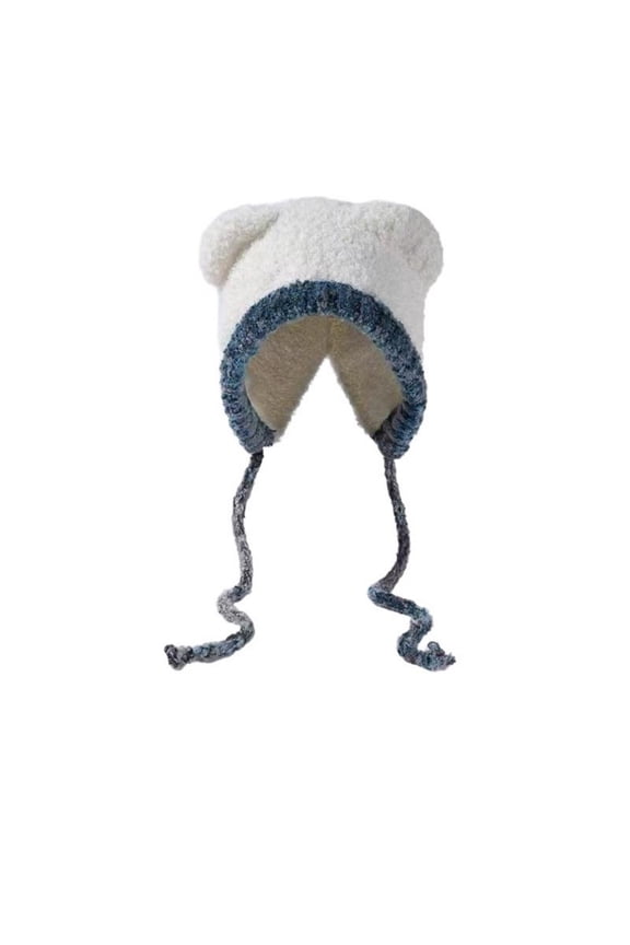 Cute Beanies for Women, Audhol Bear Ears Beanie Hat for Women Vintage Beanies Winter Warm Knitted Hat Bear Costume Accessories Bear Hat White, One Size