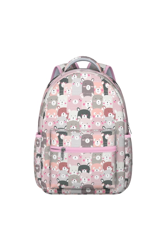 Cute Bear Backpack for Student Waterproof Durable School Bag with Brown Cartoon Bear Print, Adjustable Straps, Breathable Padding, Large Capacity for School, Travel, and Outdoor Activities