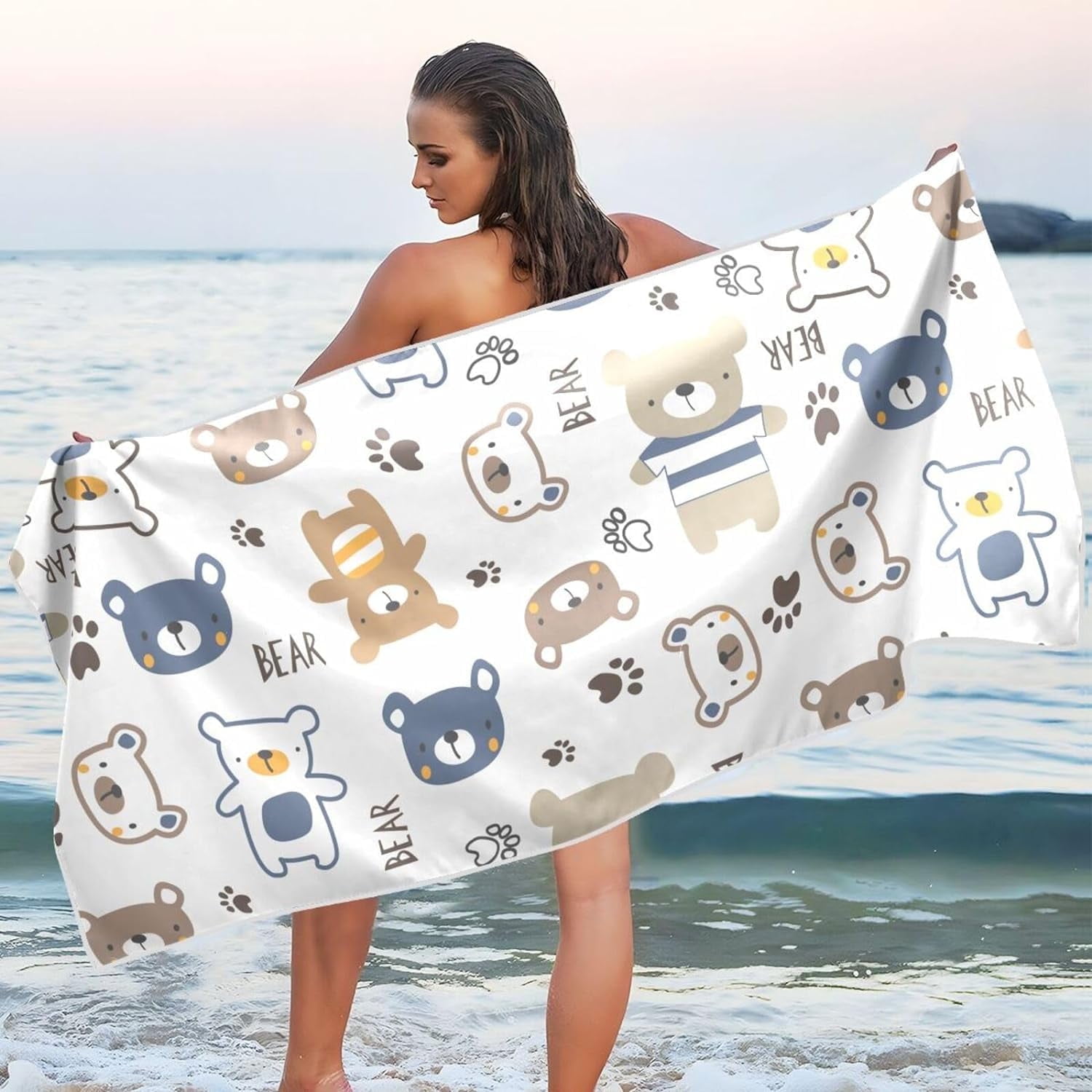 Cute Bear Beach Towel Quick Dry Absorbent Bath Towels Sandproof Lightweight Towel for Gym Yoga Sports Swimming 31x71in Washcloth Gift Walmart