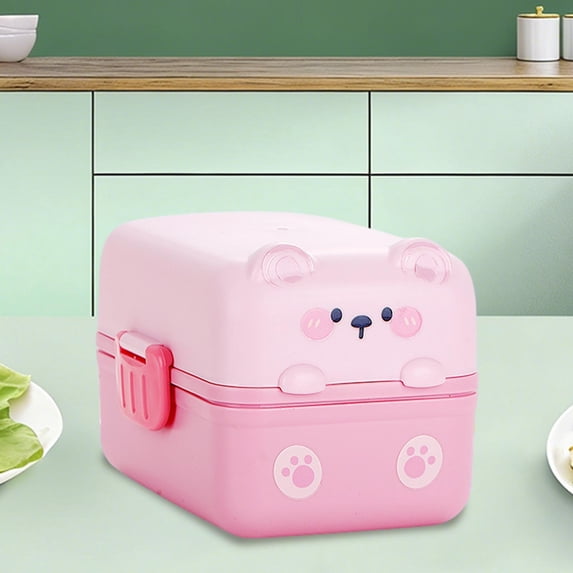 Cute Bear Bento Box, 2 Tier Stackable Lunch Box, Snack Containers Set