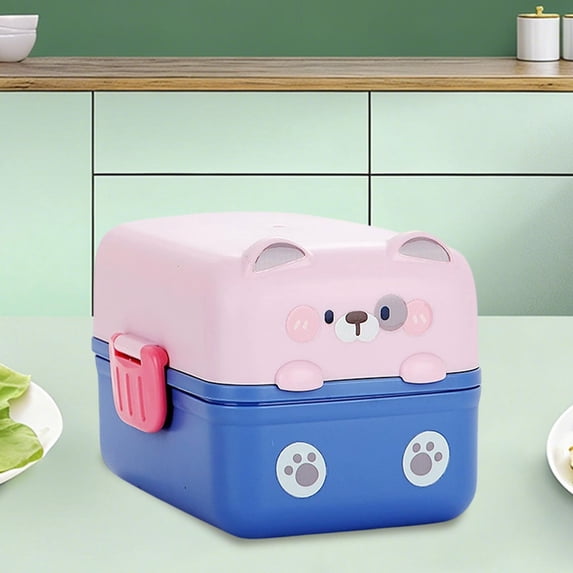 Cute Bear Bento Box, 2 Tier Stackable Lunch Box, Snack Containers Set
