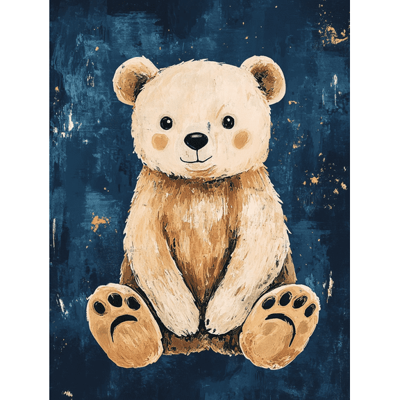 Cute Bear Canvas Wall Art Painting, Suitable for Living Room, Bedroom, Nursery, Office, and Hallway Decoration.