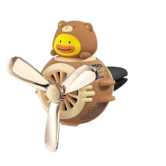Cute Bear Car Vent Clips Rotating Aromatherapy Diffuser Decorations, Cartoon Character Design with Retro Airplane Elements for Playful Journey, Replaceable Scented Tablets & Easy