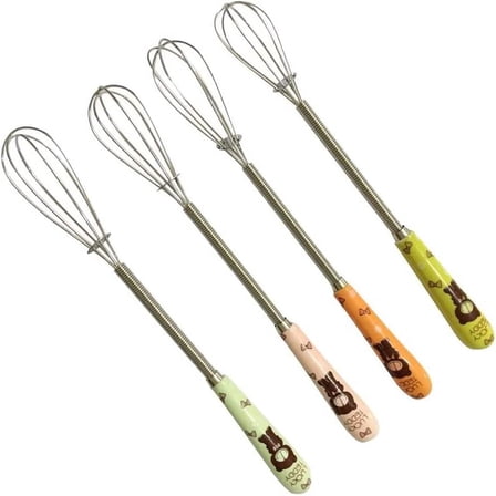 Verdental Small Whisks, Multicolor, 4-Count Stainless Steel Ball Whisks for Baking, Cooking, Kitchen