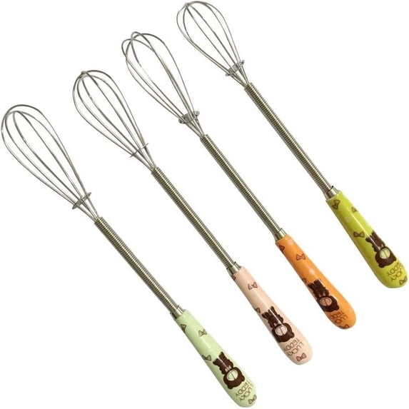Verdental Small Whisks, Multicolor, 4-Count Stainless Steel Ball Whisks for Baking, Cooking, Kitchen