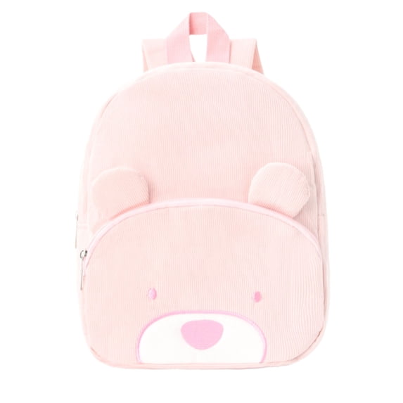 Cute Bear Corduroy School Bag, Bright Tone Spacious Carry Pack For Boys Girls Daily School Commute And Shopping (C)