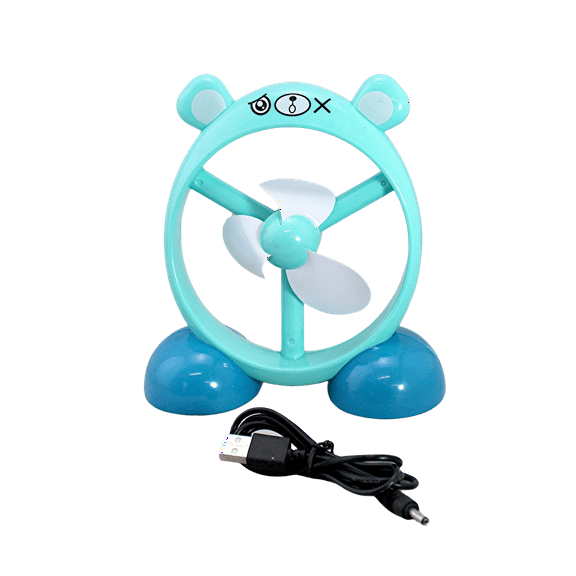 Cute Bear Design Novelty Personal USB Fan - Child Safe with Safety Blade, Perfect for Kids' Rooms Makes for a Great Gift