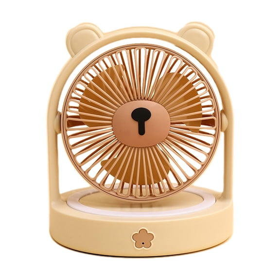 Cute Bear Desk Fan with Night Light, 3 Speed Adjustable Desktop Fans, Bear-Shaped USB Small Fan FOR Home Office Dormitory Classroom Use