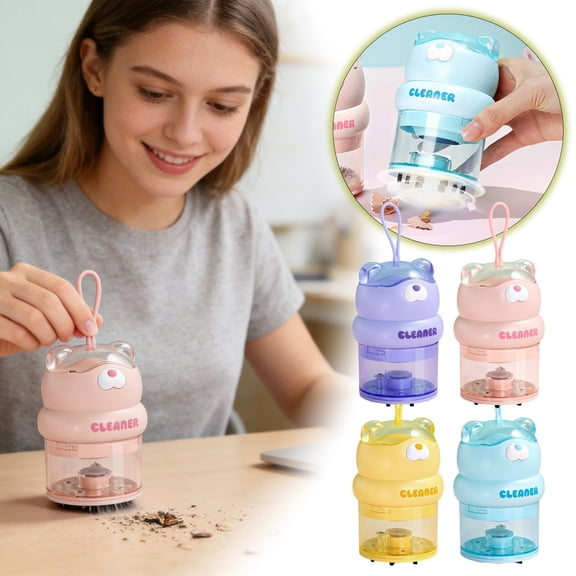 Cute Bear Desktop Vacuum - USB 500mAh Rechargeable Mini Desk Vacuum Cleaner, Portable Tabletop Dust Catcher for Home Office Student Dorm, Cleaning Gadgets for Keyboard Counter Crumbs Pet Hair