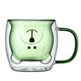 thumbnail image 1 of Cute Bear Double Wall Insulated Glass Mug with Handle, 8.5oz Milk Tea Coffee Cup, Birthday Valentine Gift for Kids, Adults, Home Use, Dishwasher Safe,Green, 1 of 2