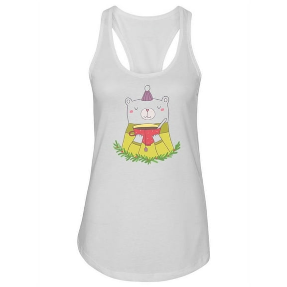 Cute Bear Drinking Tea . Tank Women -Image by Shutterstock, Female XX-Large