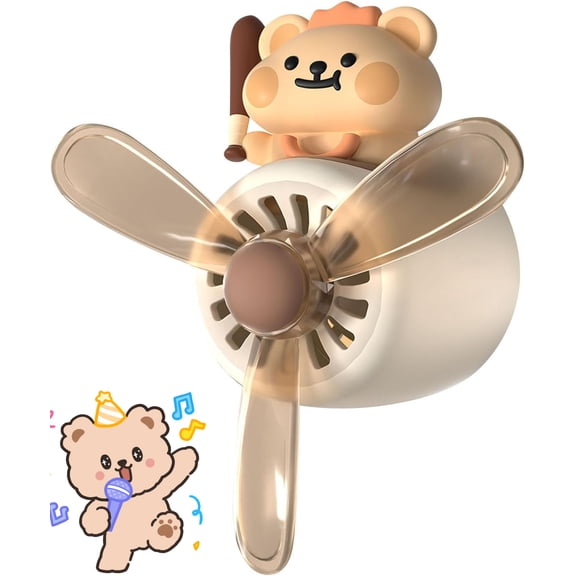 Cute Bear Duck Pilot Car Air Fresheners, Bear Duck Air Vent Clips, Cartoon Pilot Rotating Car Diffuser Decorations, Auto Air Conditioner Outlet Clips with 2 Packs Replacement Tablets