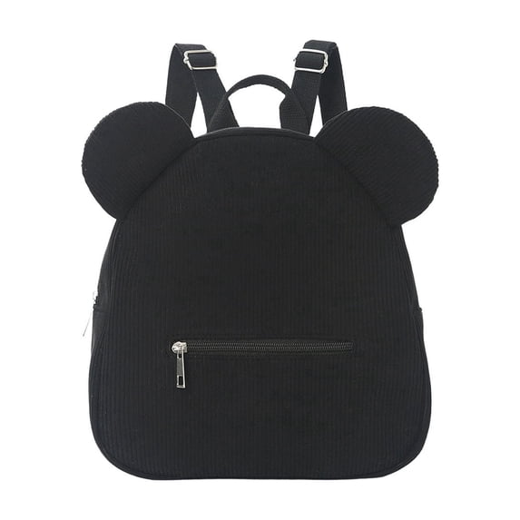 Stylish Bear Ear Corduroy Backpack for Young Men Daily Casual Commute Travel