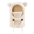 thumbnail image 1 of Cute Bear Ear Warm Hat, Winter Fleece Hats with Ear Flaps, Children's Balaclava Ski Mask, Windproof Warm Adjustable with Fleece Lining Hat for Boys Girls (Beige), 1 of 8