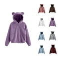 thumbnail image 1 of Cute Bear Ears Hoodie for Women 2026 Cute Fall Winter Long Sleeve Plain Hooded Sweatshirt Pullover Top Loungewear, 1 of 6