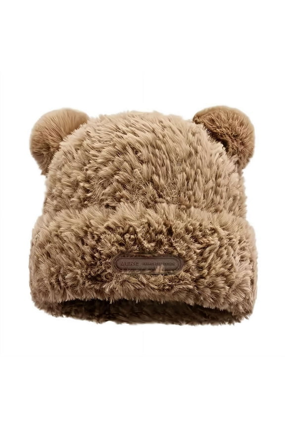 Cute Bear Ears Knitted Beanie Hat, Adorable Cat Ears Winter Cap for Autumn Winter Fashion