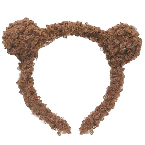 Cute Bear Ears Wash Face Makeup Headband Solid Color Curly Faux Fleece Hair Hoop