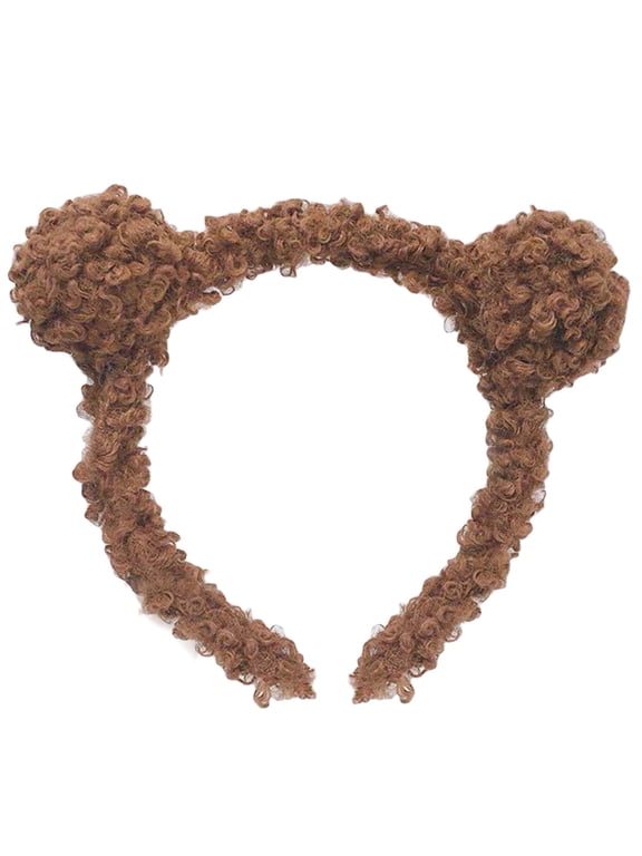 Cute Bear Ears Wash Face Makeup Headband Solid Color Curly Faux Fleece Hair Hoop